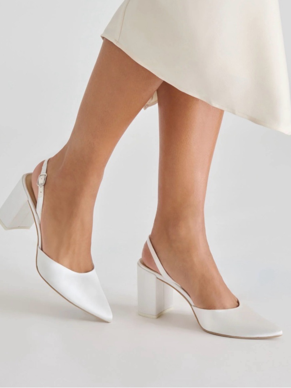 Dolce Vita Carel High White Satin Slingback Heels Sz 7